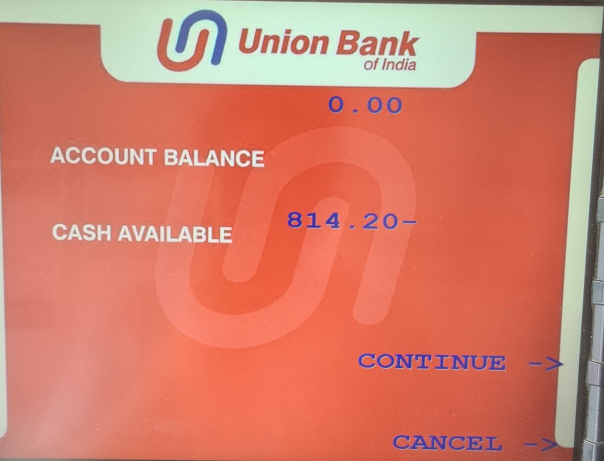 gthin's tweet photo. A case of how to mislead with misrepresentation of data. According to @UnionBankof  ATM 814.20- is how they represent negative balances. I didn't know my account had negative balance until someone at the bank told me.
Wonder if this is a mistake or an obvious misrepresentation. https://t.co/q5UcMdZd21