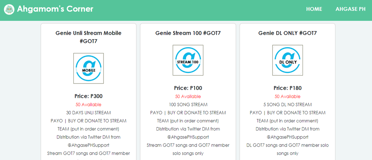 AhgasePHSupport's tweet photo. Ahgase PH 🇵🇭

Get ready for comeback! Order Genie accounts now: https://t.co/yzqfufeKAP

You can also support by donating the accounts to our streaming team @got7_warriors 💚

#GOT7 @GOT7 @got7pinoy https://t.co/XolhzouItA