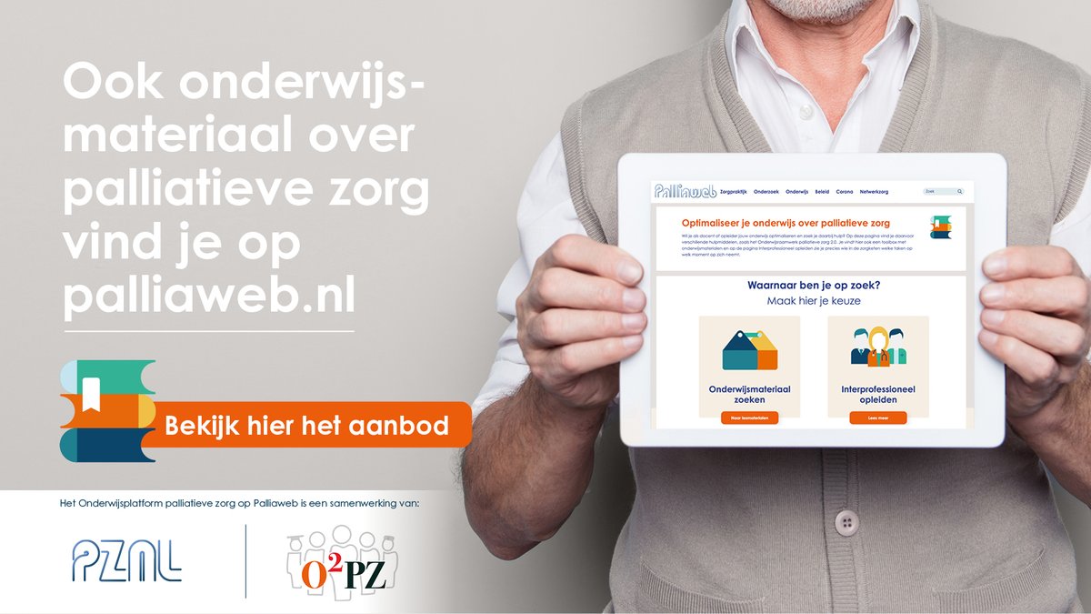 Op het Onderwijsplatform Palliatieve Zorg vinden docenten en opleiders onder andere onderwijsmaterialen over #palliatievezorg. Benieuwd of er geschikte materialen zijn om jouw onderwijs? Neem een kijkje op palliaweb.nl/onderwijsmater…