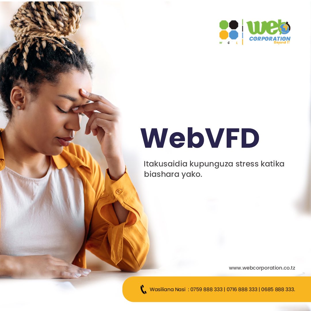 web_corpltd's tweet photo. Ndg. Mfanyabiashara Mfumo wa #WebVFD unakuondolea stress zisizokuwa na ulazima kwani:-
1. Unatoa risiti za EFD zenye QR code popote ulipo
2. Unatunza kumbukumbu ya wateja wako, bei, huduma, stocks n.k
3. Z-Report inajituma Automatically
#WebVFD #RisitiKidigitali #RisitiYako https://t.co/CJkJXC23aa