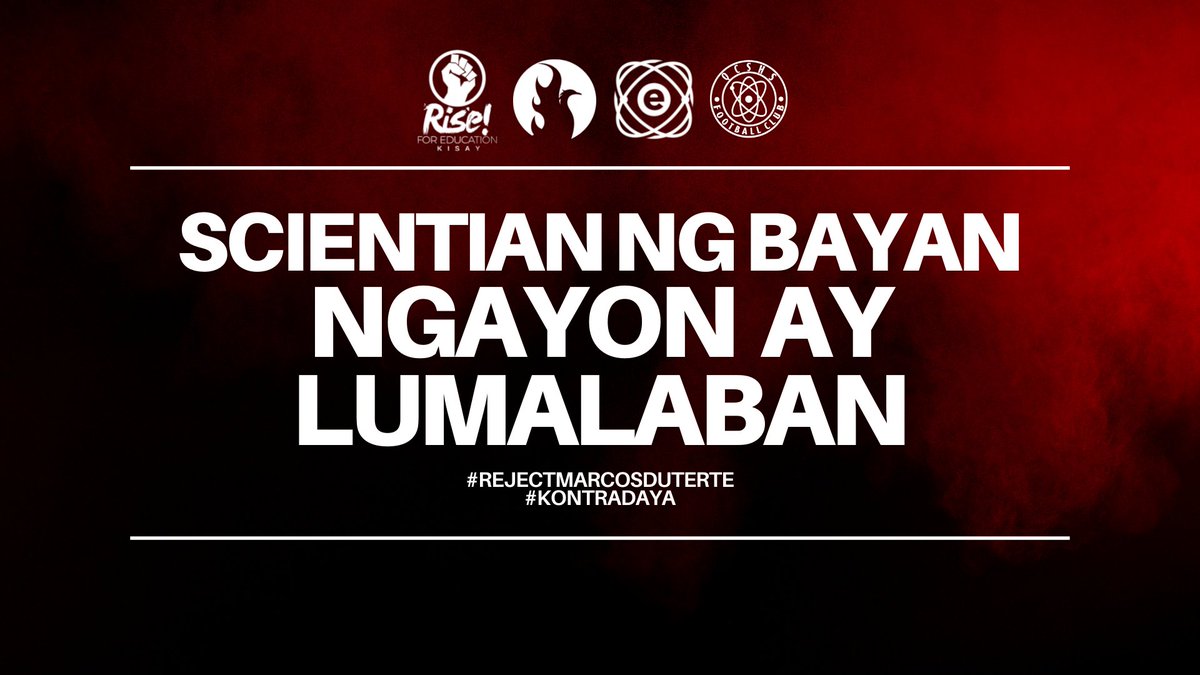 R4EKisay's tweet photo. SCIENTIAN NG BAYAN, NGAYON AY LUMALABAN!

#RejectMarcosDuterte 
#KontraDaya https://t.co/VNLDuSxuYz