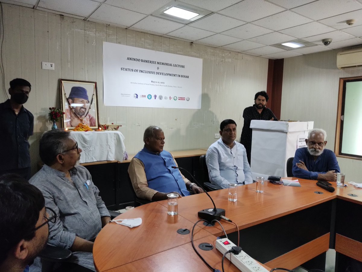 Release of the report on Status of Inclusive Development in Bihar to be done by Shri Jitan Ram Manjhi, Former Chief Minister of Bihar <a href="/JitanramMajhi/">Jitan Ram Manjhi</a> at the #AnindoBanerjee Memorial Lecture event. The report documents #YouthVoices on issues such as livelihood, education,