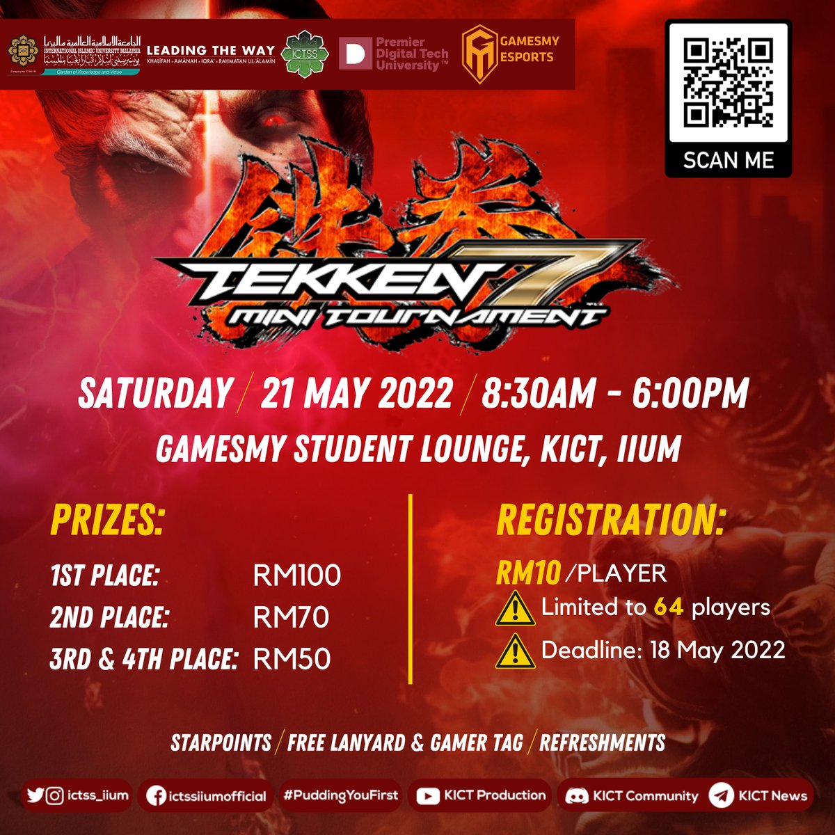ictss_iium's tweet photo. Ears Up everyone 🥳 !! It is a great pleasure that ICT Student Society 21/22 will be organizing Tekken 7 Mini Tournament for all IIUM community and the details are as below: https://t.co/sjPqTXwV4G