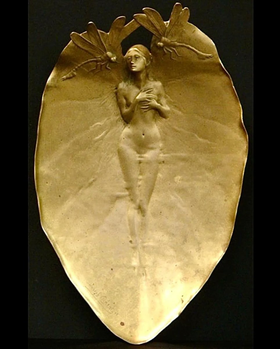 Art nouveau bronze figure, Paris 1894, by French sculptor Gustave Joseph Cheret (1838-1894).