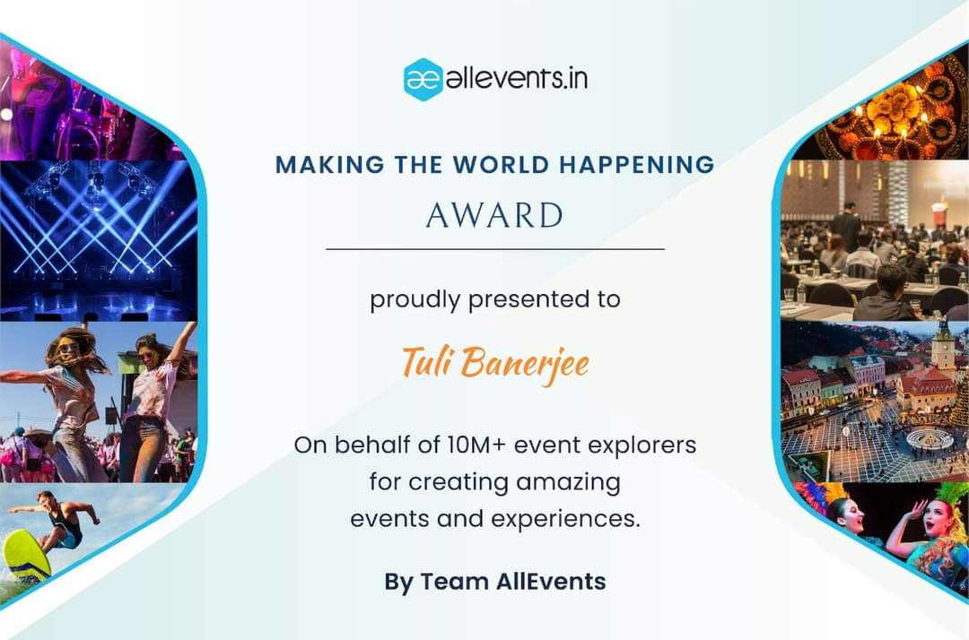 Glad to share that I have been presented the "Making the world Happening" Award. 🤩

Thank you <a href="/allevents_in/">AllEvents</a> for acknowledging people who've contributed to the vision of making the world a happening place to live.

#MoreThanThanks