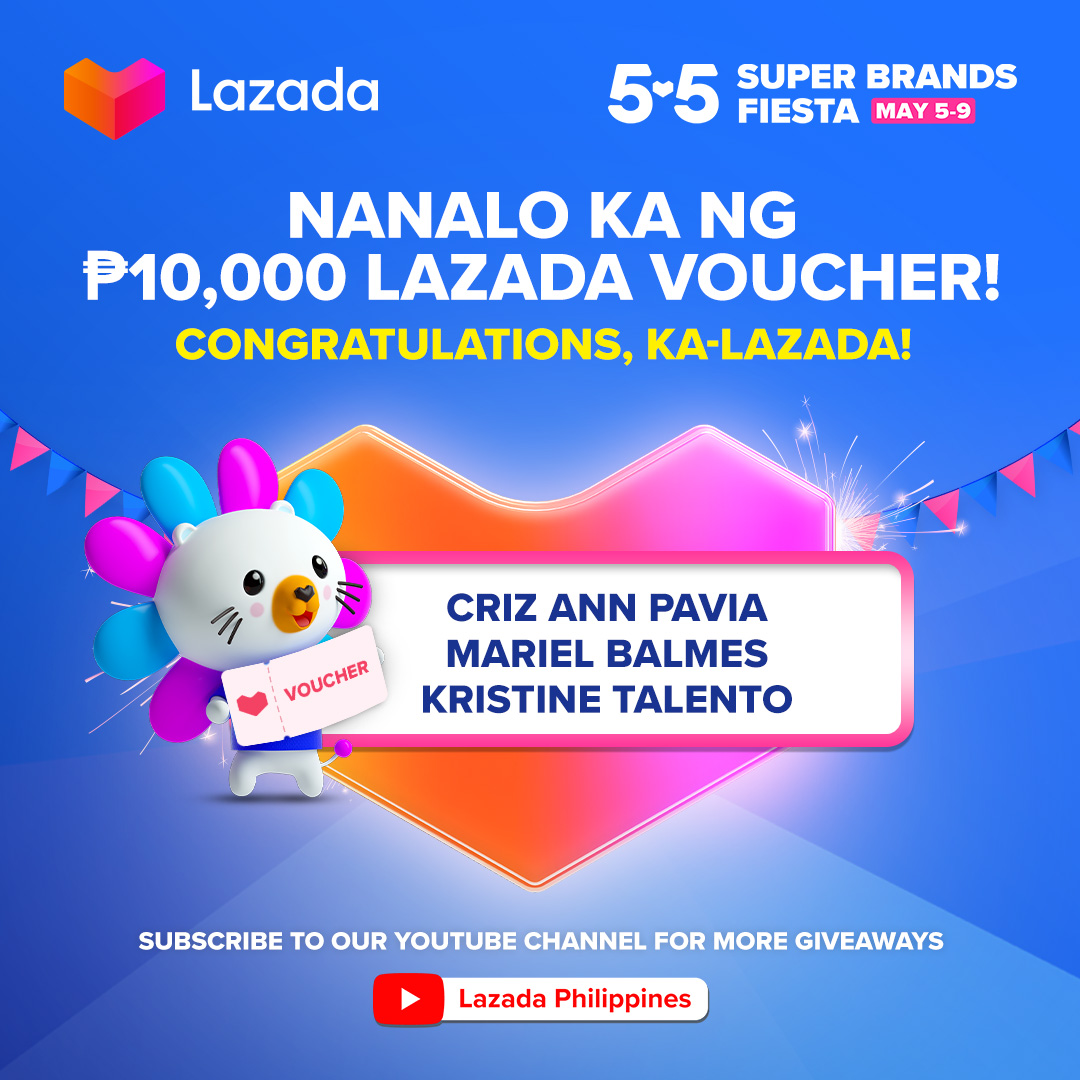 LazadaPH's tweet photo. Anong bibilin mo kung ikaw ang susunod na mananalo?

SUBSCRIBE now to our YouTube channel to watch fun videos and to join our giveaways! 🎉
👉 https://t.co/jo2Ch5Qmrj

#LazadaPH https://t.co/jAVudJcbdF