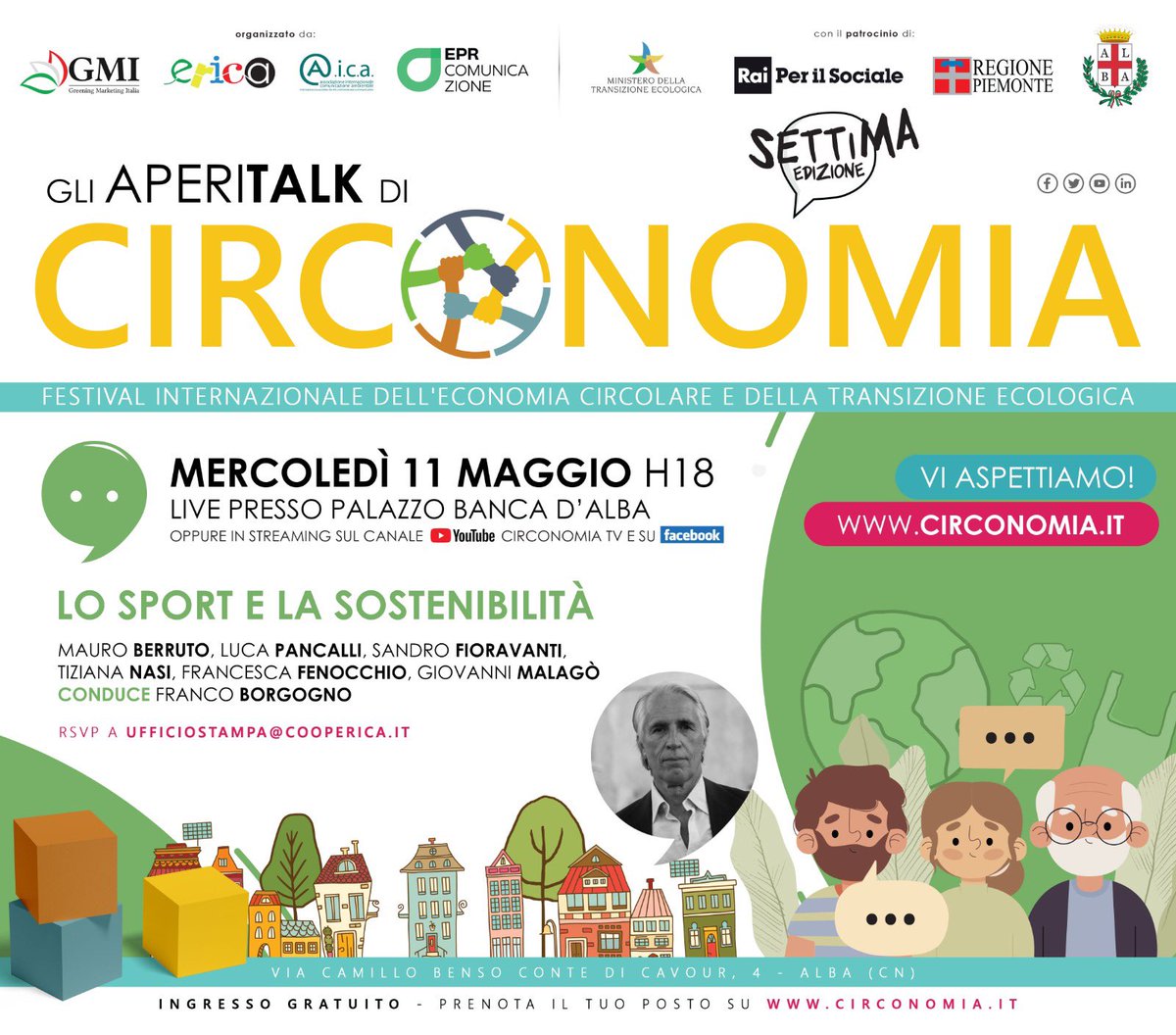 #Circonomia2022
Oggi si parte (alle 1630)! 
Andremo avanti con webinar ed eventi in presenza nelle #Langhe a parlare di #economiacircolare sino a settembre! Seguiteci sui nostri canali circonomia.it
<a href="/circonomia/">Circonomia</a> <a href="/erica_ambiente/">ERICA</a> <a href="/greeningmktIT/">GreeningMarketingIT</a> <a href="/eprsocial/">Eprcomunicazione</a>