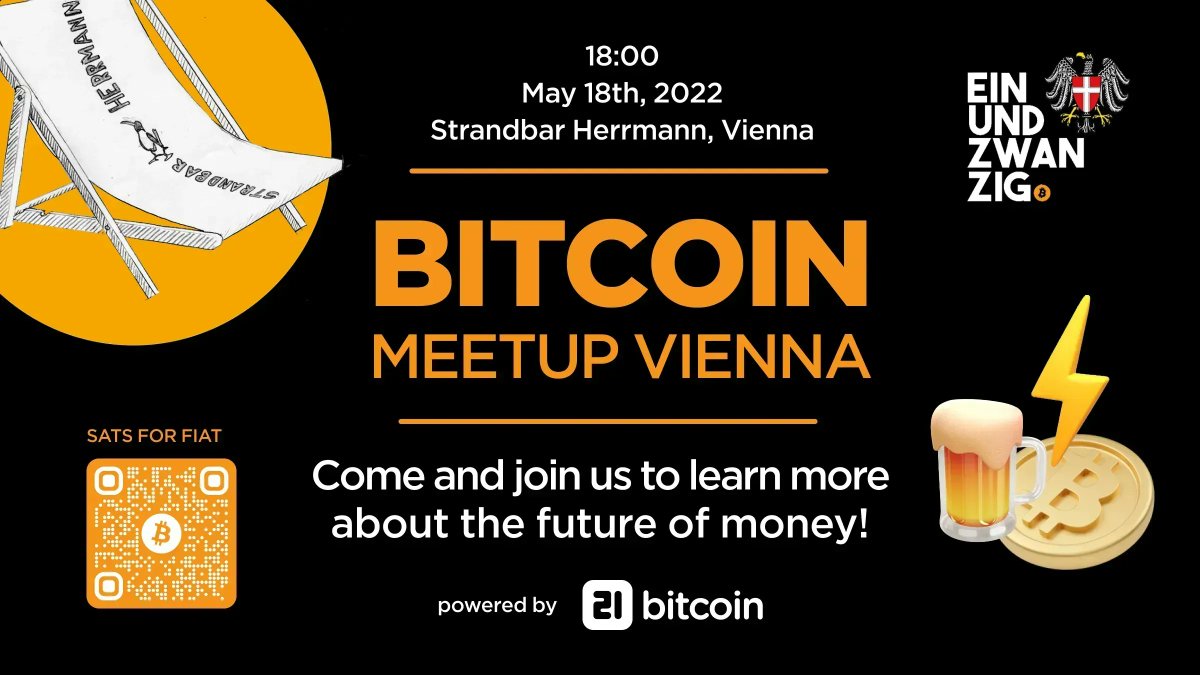 21bitcoinApp's tweet photo. Just one more week until the biggest #Bitcoin Meetup in #Vienna. By @EinundzwanzigW and powered by @21bitcoinApp. Free entry. Pay your beer with #lightning. Special guest @NikoJilch. Connect with Bitcoiners. E P I C 🧡 https://t.co/a6xfybS4vz