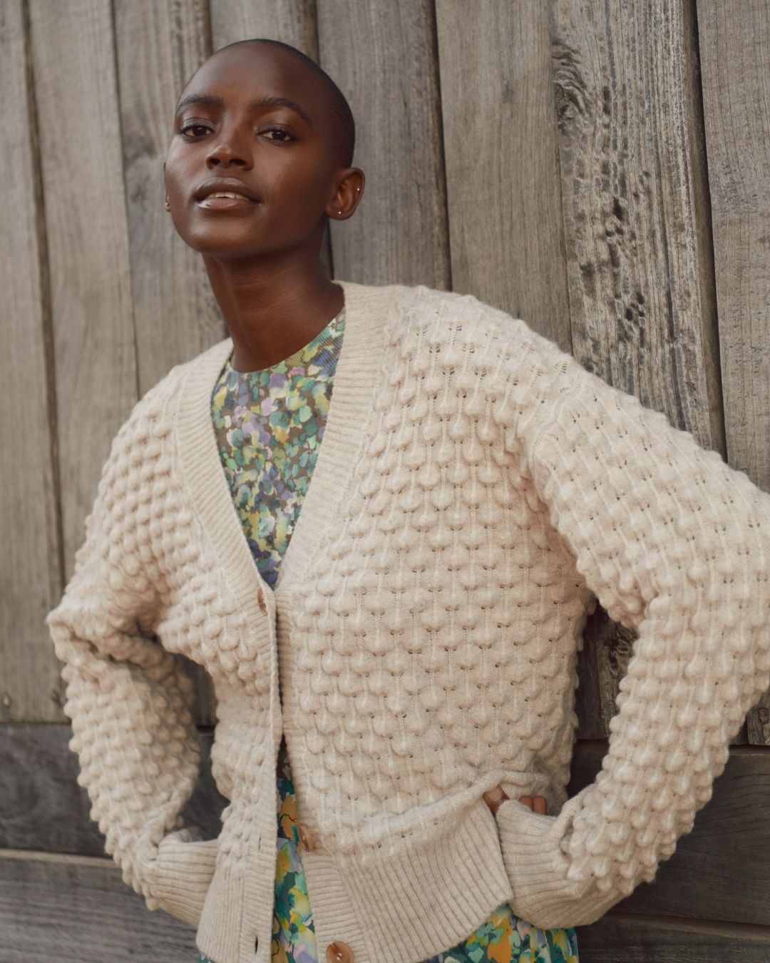 Cream bobble cardigan new arrivals