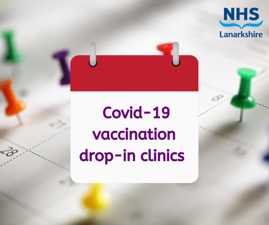 NHSLanarkshire's tweet photo. We have a number of covid-19 drop-in clinics running this week.  

They are open to anyone 12 years old or older who requires a 1st or 2nd dose and anyone 16 years or over who requires a booster.

For dates and times of all clinics, visit https://t.co/xdAf6IpRI1 https://t.co/ymmxgBUbeB