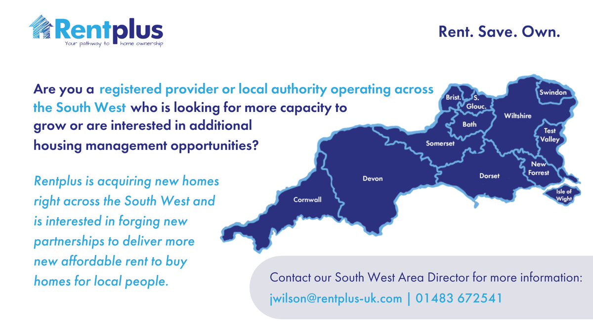 Rentplus_UK's tweet photo. #Rentplus-UK is actively looking for #s106 opportunities on new #housingdevelopments across the #SouthWest.

If you are a #RegisteredProvider seeking support with your #affordablehousing obligation then do speak with us.

#Section106 #RentSaveOwn #RentToBuy #LocalAuthorities https://t.co/bhbKKcBOpp
