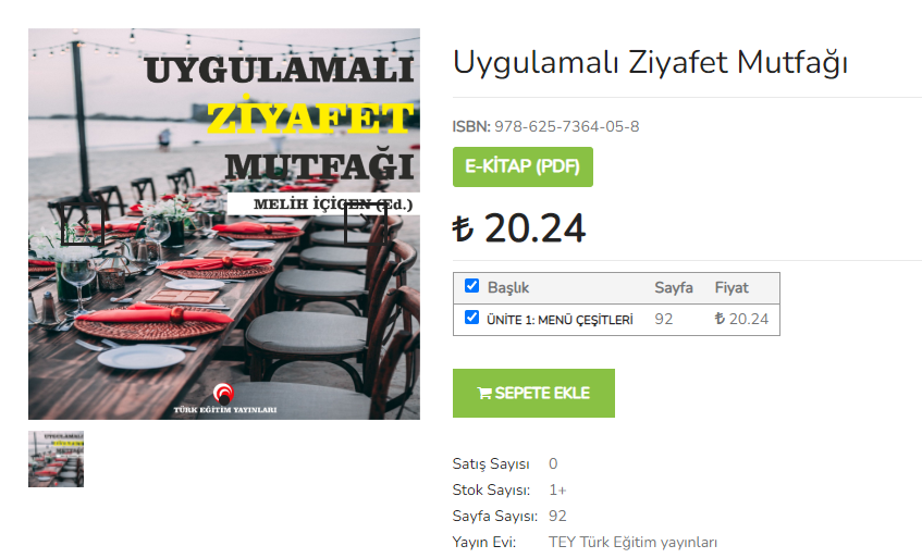 YENİ NESİL YAYINCILIK
Bölümlü ve POD opsiyonlu elektronik kitap dağıtım portalı: talebe.com
'Uygulamalı Ziyafet Mutfağı ' TEY Yayınlarından e -kitap olarak yayınlandı. Sitemizden ulaşabilirsiniz.
talebe.com/kitap/uygulama…