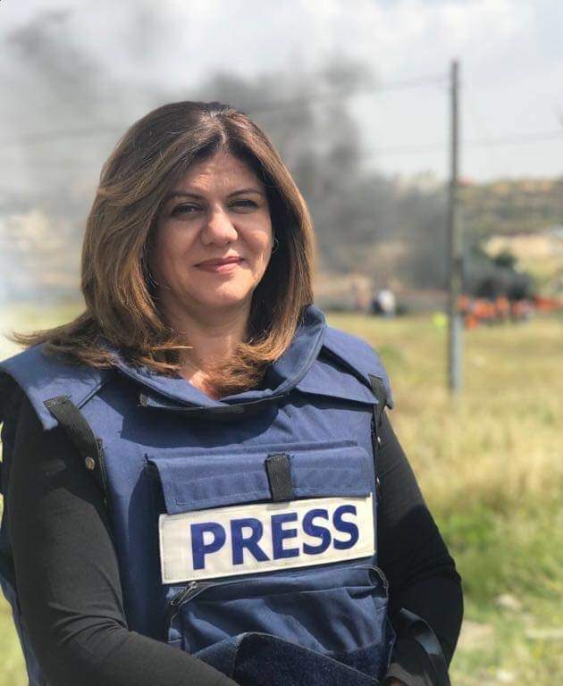 Fellow reporter, Sherin Abu Aqla (age 51), the voice of Palestine, executed by the state of Israel while she was doing her job, wearing a Press vest. We condemn this and other aspects of Israeli apartheid.