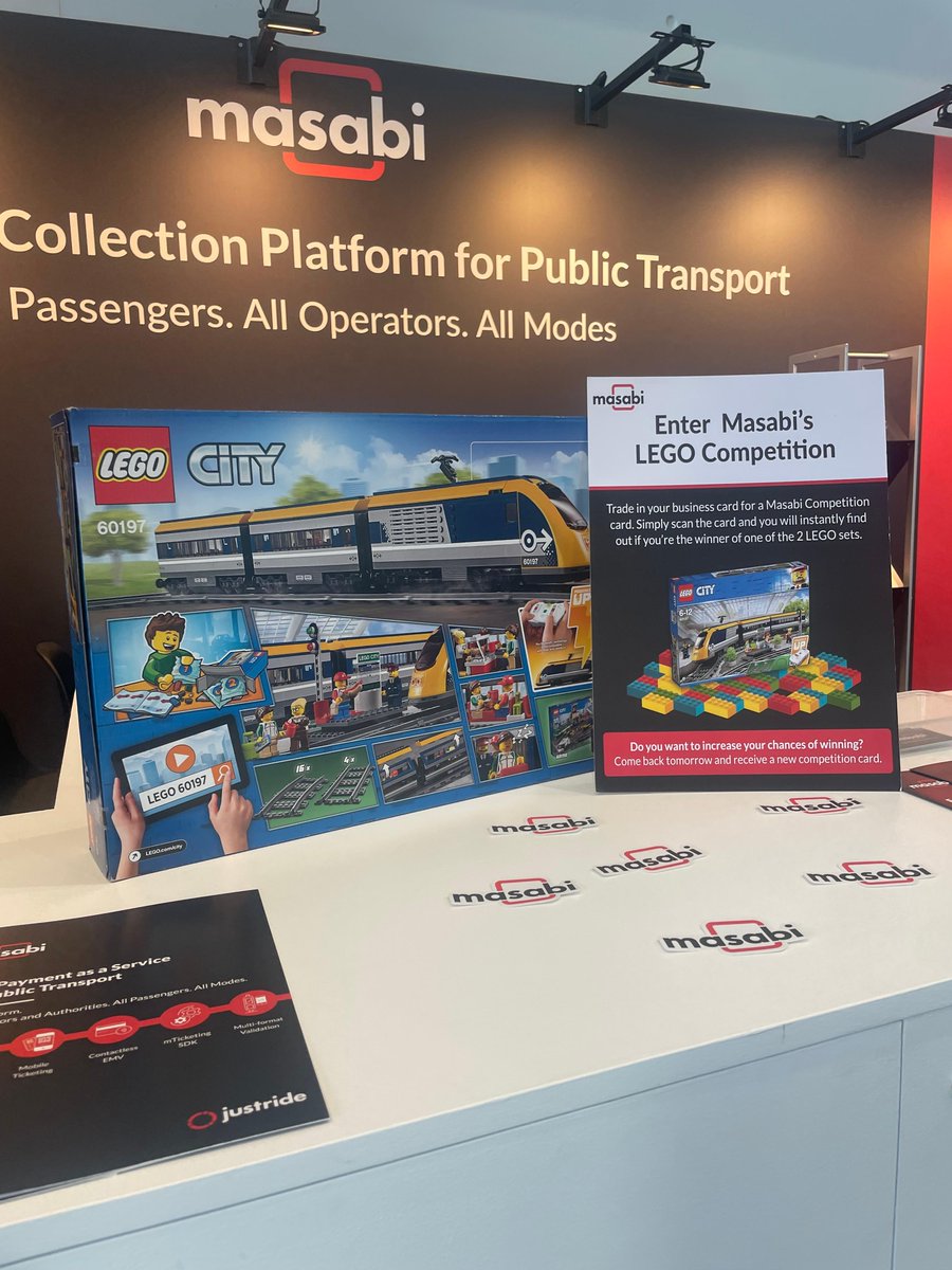 Masabi_com's tweet photo. 🎉 Day 2 of #ITTRANS 📱🚌💳  is in full swing! Our team is waiting for you by booth Z27 in the dm arena to show you how our Justride platform can help you implement the latest fare innovations! If you haven’t done so already, try your luck at winning a LEGO set! https://t.co/ljUhkh6Xk1