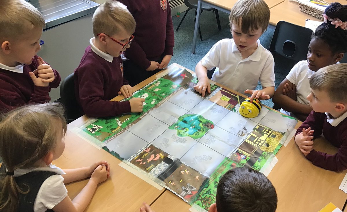 MrMillwardMPA's tweet photo. BeeBot has been on his travels again! The children used positional language and simple algorithms to direct BeeBot to different regions. They guided him across oceans, mountains and deserts! #MoorsideComputing #MoorsideGeography #MoorsideEYFS https://t.co/atlc1gc53V