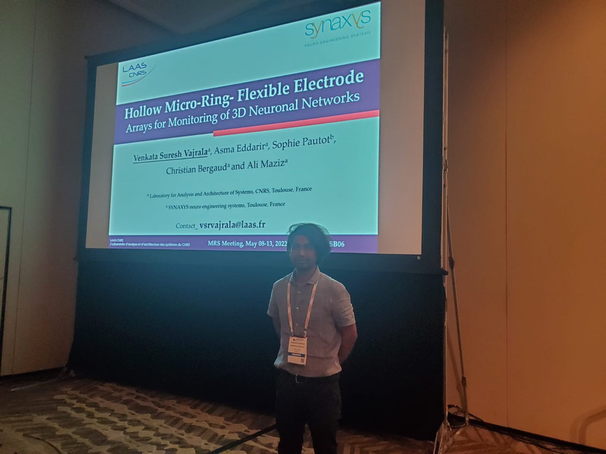 Suresh Vajrala from our team gave a talk at #MRS spring meeting held in #Hawaii

#NeuroTech #bioengineering <a href="/mems_team/">MEMS LAAS-CNRS</a> <a href="/LaasCNRS/">LAAS-CNRS</a> <a href="/SynaxyS/">SYNAXYS</a>