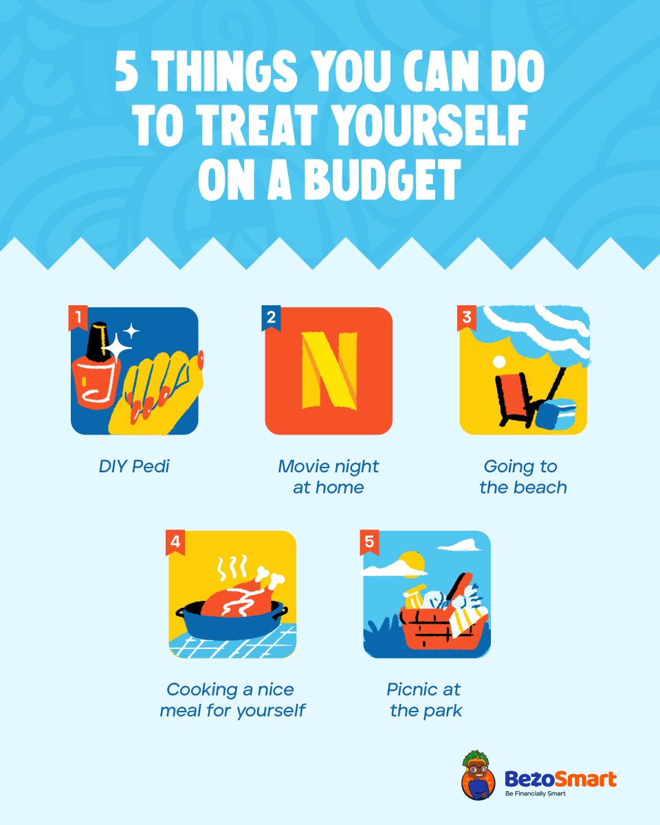 bezosmart's tweet photo. Putting yourself first, no matter how difficult times are, is important! Check out these five ways you can treat yourself on a budget!
Share this with your friends if you found it useful.
#BezoSmart #Financiallysmart #Financialliteracy https://t.co/5PLUGLfPjV