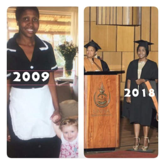 KasiEconomy's tweet photo. Former domestic worker Ntombizodwa Merriam Mahlangu obtained her BA degree in human and social Studies from Unisa in 2018 and wants to help other helpers achieve the same success. https://t.co/v8fMJ7A38S