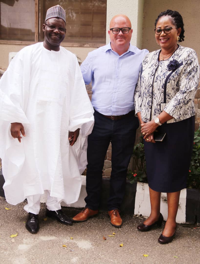 WorldCEAlliance's tweet photo. @WorldCEAlliance Programme Director Craig Fitzpatrick meeting with the Secretary-General/Registrar Dr.Faruk Umar Abubakar and the Senior Management Team of the @Nigeria_NMC  
A special thanks to @ralueke for the support!
#Nigeria #CPDtraining #nurses #midwives #WCEAteam https://t.co/1gjxGWw50s
