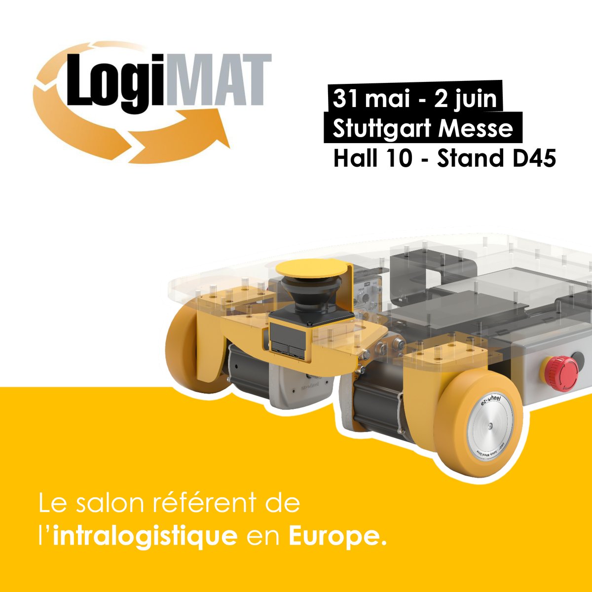 ez_Wheel's tweet photo. [Save the date] pour le prochain salon #LOGIMAT : l’événement intralogistique référent en Europe.
A découvrir sur notre stand : les solutions complètes de sécurité SWD® pour l’automatisation des flux.
👉 Infos et résa : https://t.co/lwk0xEOMdW

#safety #robotmobile #AGV #cobot https://t.co/nmqcGW0W3N