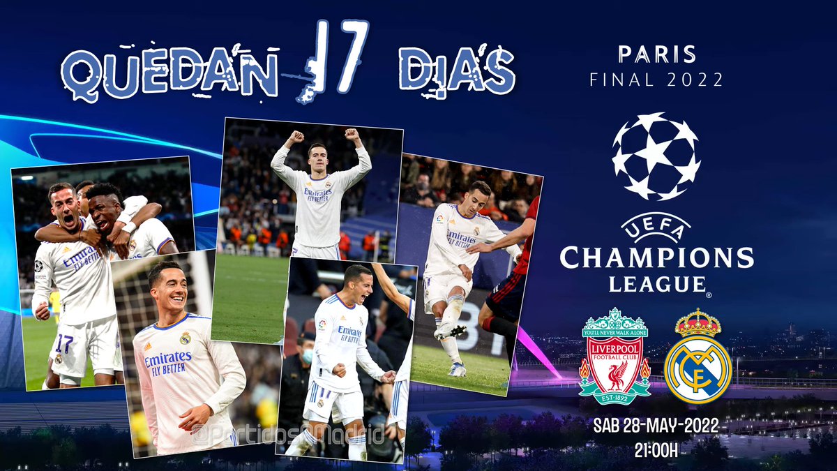 PartidosRMadrid's tweet photo. ⏳QUEDAN 1⃣7⃣ DÍAS⌛️
@Lucasvazquez91
#APorLa14 #HalaMadrid #FinalParis https://t.co/AQXMzERjRV