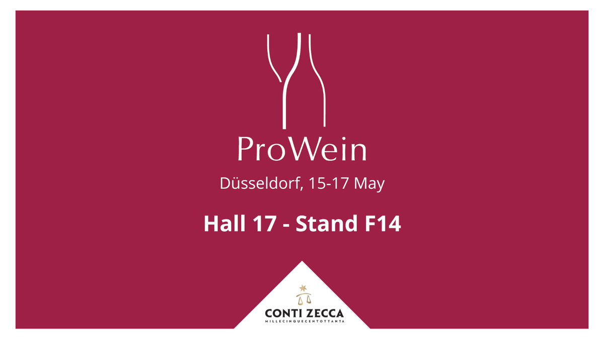 conti_zecca's tweet photo. Meet us at @ProWein: 15-17 May in Düsseldorf - Hall 17 stand F14 #prowein #contizecca #puglia https://t.co/NRXK71mXf7
