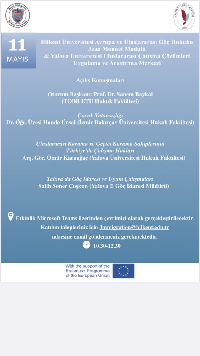 Avrupa ve Uluslararası Göç Hukuku Jean Monnet Modülü kapsamında bugün son kez Yalova Hukuk Fakültesi öğrencileriyle buluşuyoruz. Birazdan 👇🏻#migration #erasmusplus #europeancomission