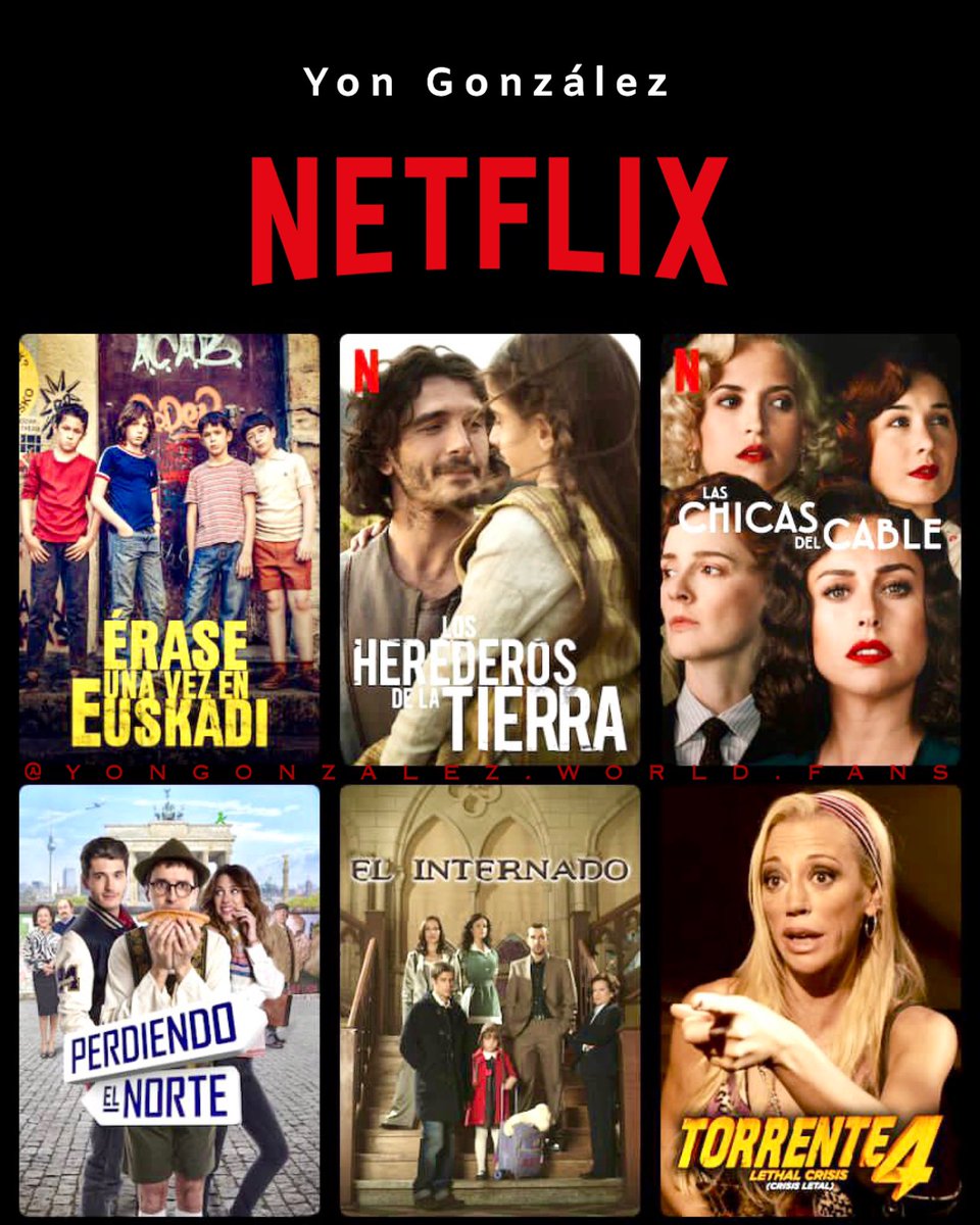 YonGonzalezWF's tweet photo. Yon’s projects currently on Netflix 🇪🇸 @NetflixES 👏👏
Now the rest of the world please!🌎❤️
#YonGonzález #ÉraseUnaVezEnEuskadi #LosHerederosdelaTierra #LasChicasDelCable #ElInternado #PerdiendoElNorte #Torrente4 https://t.co/bahpHSFjju