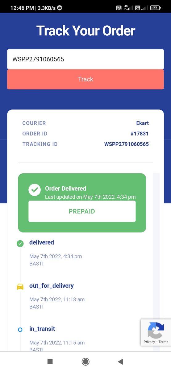 Shashankbasti90's tweet photo. @Pickrr_ Courier Ekart
Order id #17831
Tracking id 
WSPP2791060565
Dear sir ye order humara humko delivered nahin kiya gaya hai aur delivered ka msg bhej diya gaya. Complaint karne ke baawjood koi response nahin diya ja raha. Registered number 9839410920 https://t.co/xQaXXfLjpT