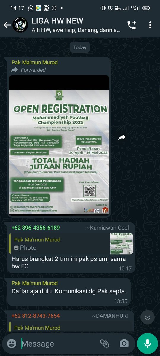 whyrswnt's tweet photo. satu grup wa sama pak rektor, yang di share pamflet turnamen bola coba🤩 https://t.co/JuHngYH6gv