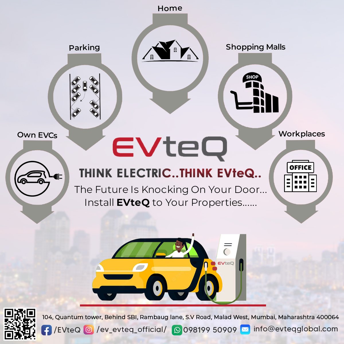 EVteQ's tweet photo. #EVteQ
Think Electric.. Think EVteQ..
The future is Knocking On your Door....
Install EVteQ to your Properties @ev_evteq_official
#evteqglobal #Homeinstallation #parkinglot #shoppingmalls #workplace #Corporateoffice #ownchargingstation #commercialchargingstation #gogreen https://t.co/uEZNgTY5xb