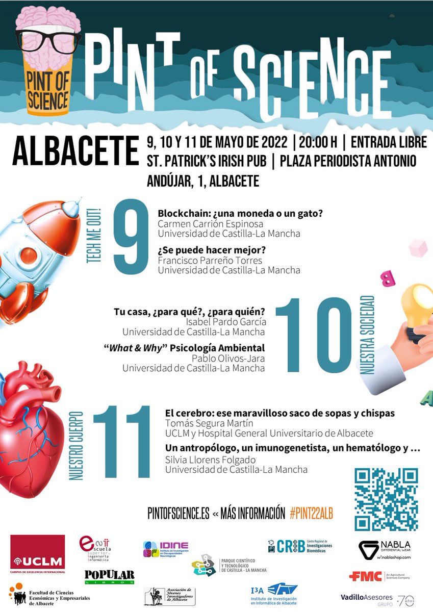 Fran_Jareno's tweet photo. Hoy, último día del festival @pintofscienceES #Pint22ALB #Pint22CLM con el tema "Nuestro cuerpo" y divulgadores de primer nivel @MedicinaAB @UCLMdivulga @ftaadcee_ab @esiiab @PCTCLM @PopularLibros @I3aUclm @cribuclm #idine @GardeJulian https://t.co/rurPYoJkDY