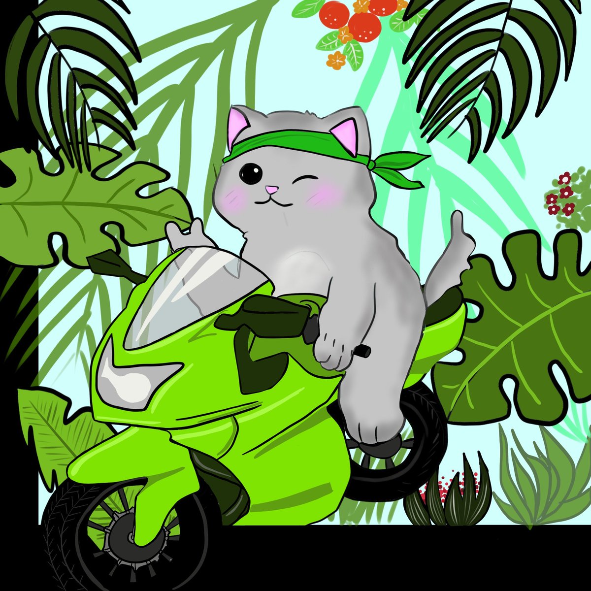 _chepolinka's tweet photo. Have a good day and feel the moto vibe with Barin the cat 🏍 

#illustration #procreate #DigitalArtist https://t.co/Jq40RmwwNJ