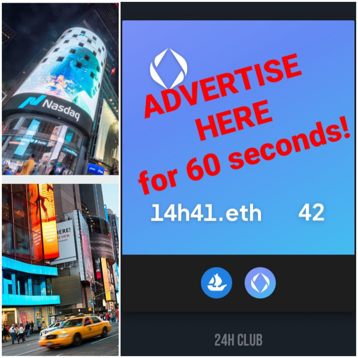 Fuba_tee's tweet photo. Imagine this... Ethereum blockchain on Times Square, https://t.co/UcrR6GDuLD. 1440 minutes / 60 seconds 24/7 for art, ads, etc... 125.000 pedestrians each day. How much would you pay for it? It may happen? @24hClubOfficial have potential. #TimeKeepers https://t.co/RLjRWCOkxw