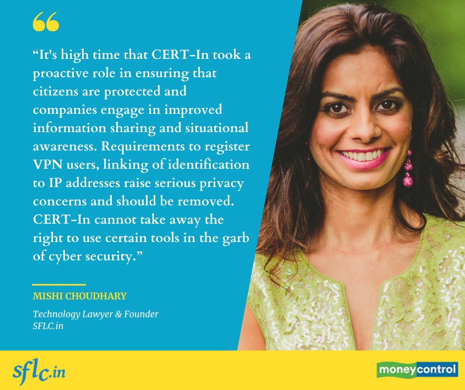 SFLCin's tweet image. &quot;In the past, @SFLCin has had to move to courts for CERT-In to do its job on data breaches. We hope faster incident response times are instituted.&quot; - @MishiChoudhary  

moneycontrol.com/news/business/…

#CERTIn #VPN #Privacy #CyberSecurity