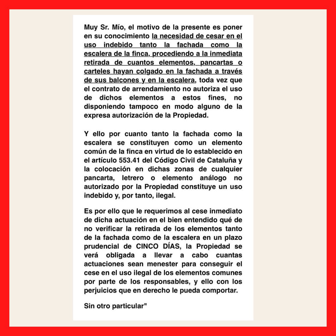 SindicatLloguer's tweet photo. El braç immobiliari de @emergiacorp,  amenaça el veïnat de #CasaOrsola amb emprendre accions legals si no retirem les pancartes. Volen que marxen en silenci i sense protestar, però no ho aconseguiran! 

Si ens ajudeu a arribar als 200RT prometem penjar-ne unes de més grans 😬 https://t.co/YgGfojOmKD