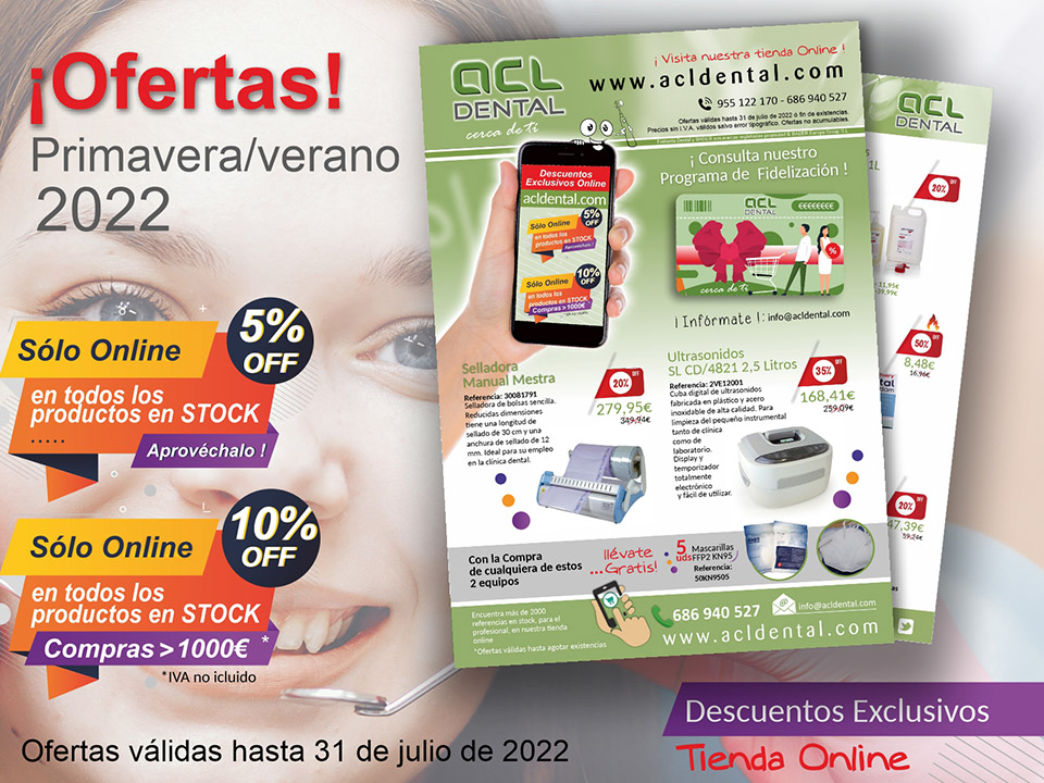 Acldental's tweet photo. Aprovecha nuestras ofertas primavera/verano 2022,  promociones exclusivas en nuestra web 🙋‍♂️ .
Descárgate nuestro último folleto de ofertas en PDF 😀:
https://t.co/sCTwnAoai4

#acldental #clinicasdentales #laboratoriodentale #odontologia #depositodental https://t.co/KYyDumy3XP
