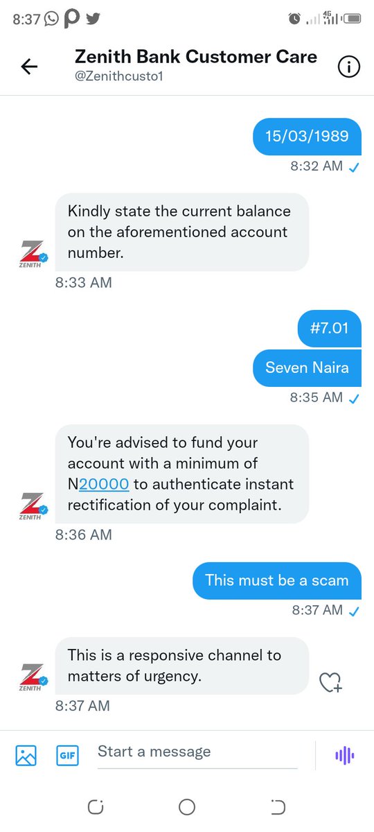 ollyfoxy's tweet photo. @ZenithBank is this for real, i am asking for a reversal of my N6840 and you are asking me to fund my account with N20000 before my own money can be reversed.
@ZenithBank
@ZenithCares21
@cenbank 
@AishaYesufu 
@SavvyRinu 
@davido 
@wizkidayo 
@segalink https://t.co/ZF5Dcumyp3