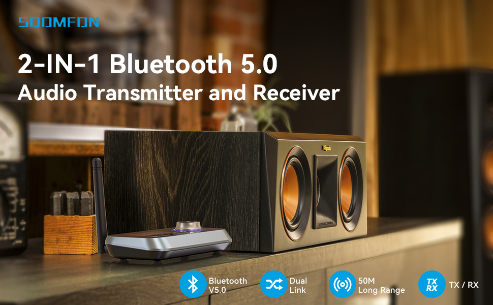 SoomfonOfficial's tweet photo. 🙌This SOOMFON 2-in-1 Bluetooth Transmitter &amp; Receiver 
Support 3 working modes：Transmitter, Receiver ,Bypass Mode.
👉Supports Digital Opital, RCA or AUX audio output ports. 
👉: https://t.co/YGxDGhehO6 https://t.co/I3PRu8qcv5