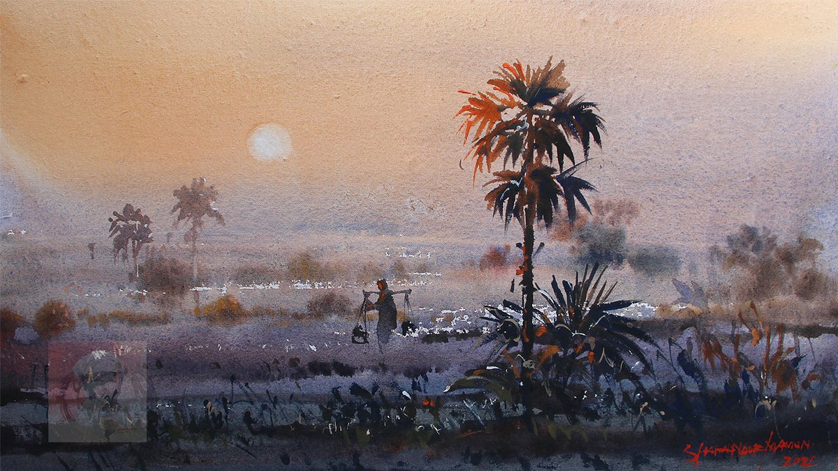 shahanoormamun's tweet photo. winter sunrise'
watercolor painting by Shahanoor Mamun
[ ভিডিও / demo link - https://t.co/0CP7H90QCr
.
.
.
.
.
.
.
#wintersunrise
#wintersunrisepainting
#howtopaintwinter
#howtodrawwinterlandscape
#watercolorbyshahanoormamun
#watercolourvideo
#watercolormistscenery https://t.co/Lqekdssy95