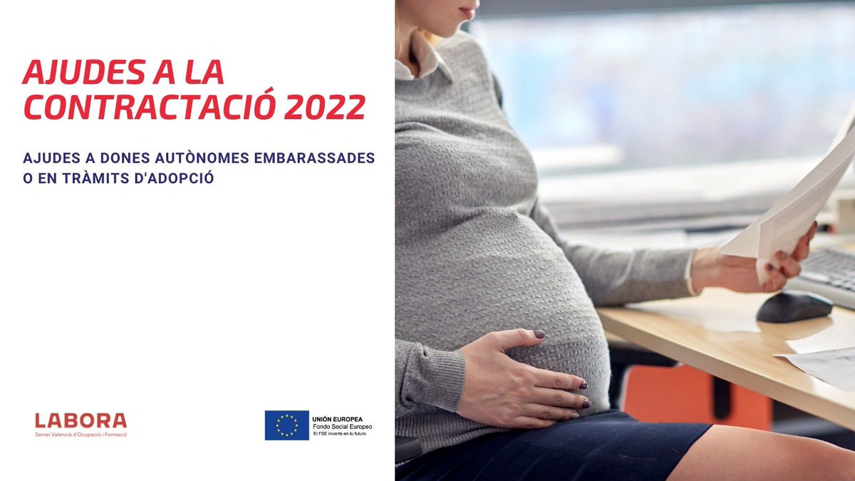 GVAlabora's tweet photo. #Bondia ☀️
🟣#Labora ofereix #ajudes a dones autònomes #embarassades 🤰🏽 o en tràmits d'#adopció 👩‍👦 perquè contracten a persones desocupades abans de la seua baixa #maternal
⏳Fins al 15 de setembre
✅https://t.co/EnrO02xdAj
#Ocupació #Igualtat #Conciliació #AvalemDones #Somlabora https://t.co/QV5ephTQfH
