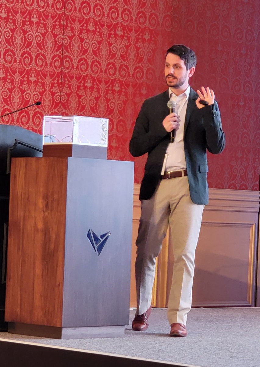 karen_wooley's tweet photo. A rising star and fantastic colleague,  @q_michaudel began with attn to upcoming events @FIFAWorldCup, followed by an overview of his research program, and a deep dive into stereocontrolled olefin metathesis polymerization -- all within feet of @sirfrasersays Nobel 🏅#acsmena2022 https://t.co/eWWZHJ4dU1