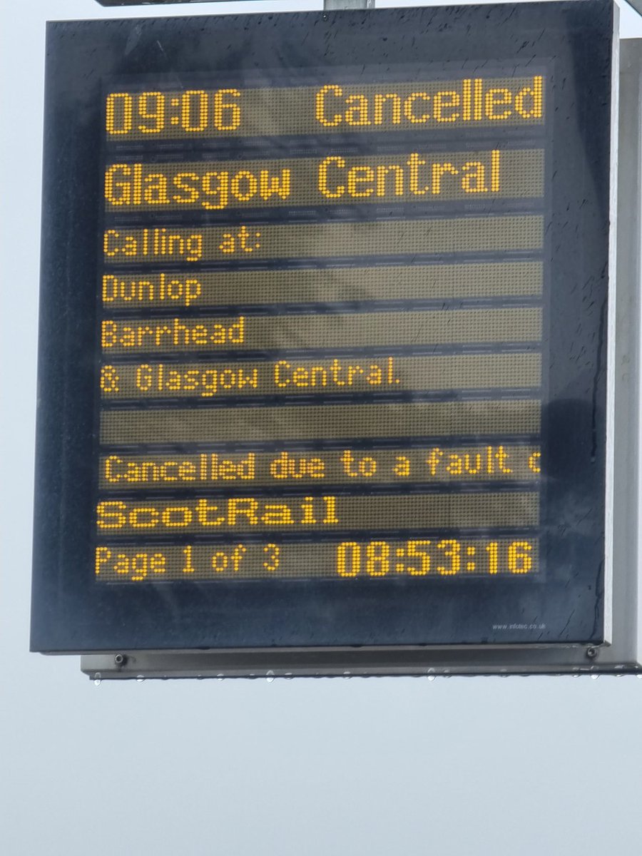 DMFarrand's tweet photo. @ScotRail you seem to be having a real difficult time of it as of late. This week has been a shambles,  and we are only on Wednesday! Another day I'm going to be late for work. https://t.co/jbLwKg6gNy