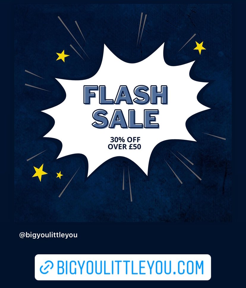 30% off when you spend over £50 online 

Just use the code FLASHSALE when you check out at bigyoulittleyou.com/store