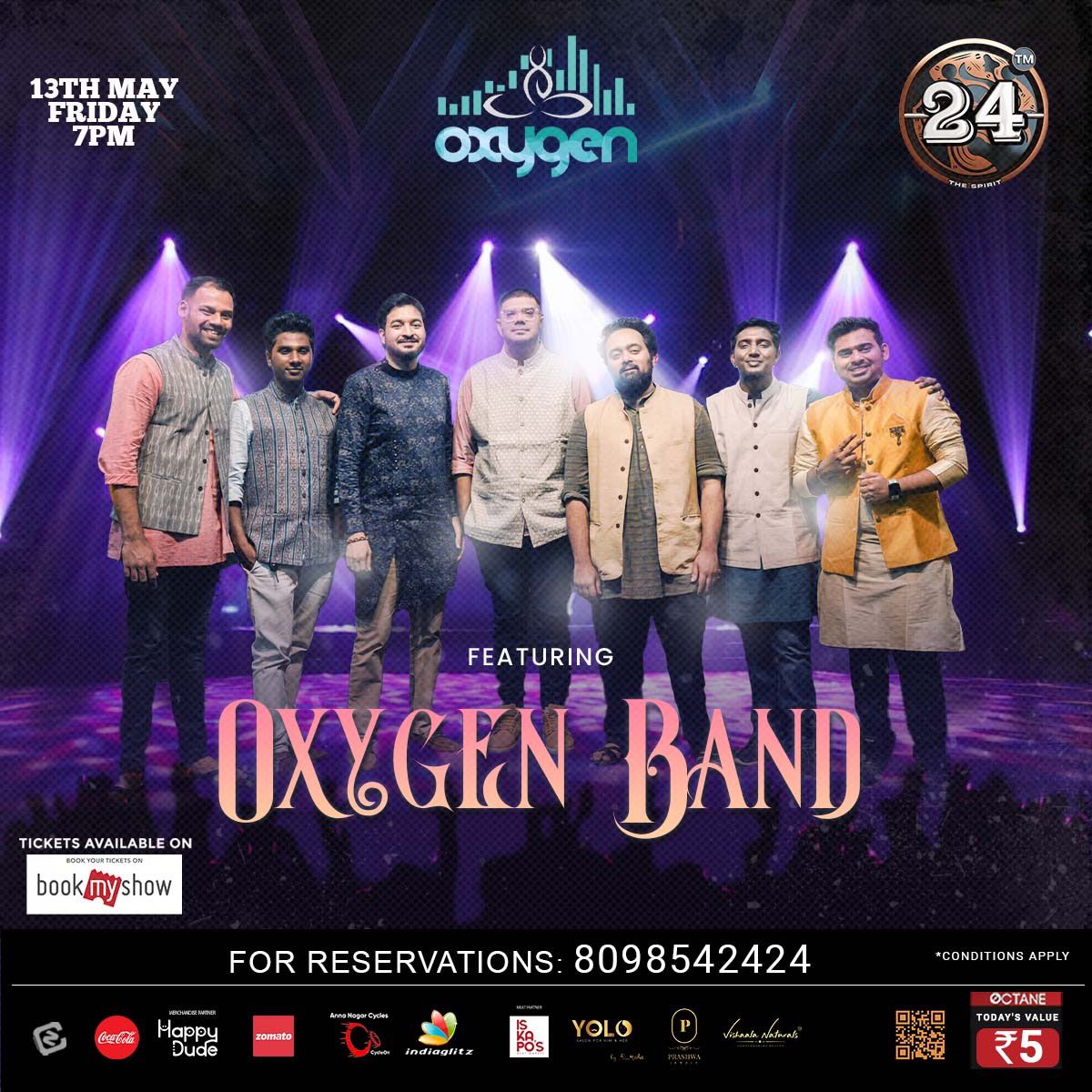 24TheSpirit's tweet photo. Heya music lovers! Get ready 🎼 
Friday musical treat on the way!! 🤩with our special BAND BANG Friday ft. OXYGEN BAND team performing live. Join us coming Friday May 13th at 7:00 PM📍Nungambakkam🍻 

Grab your tickets exclusively on @bookmyshow - https://t.co/U5c9A3b57O 🎟 https://t.co/w94TWrhNCZ