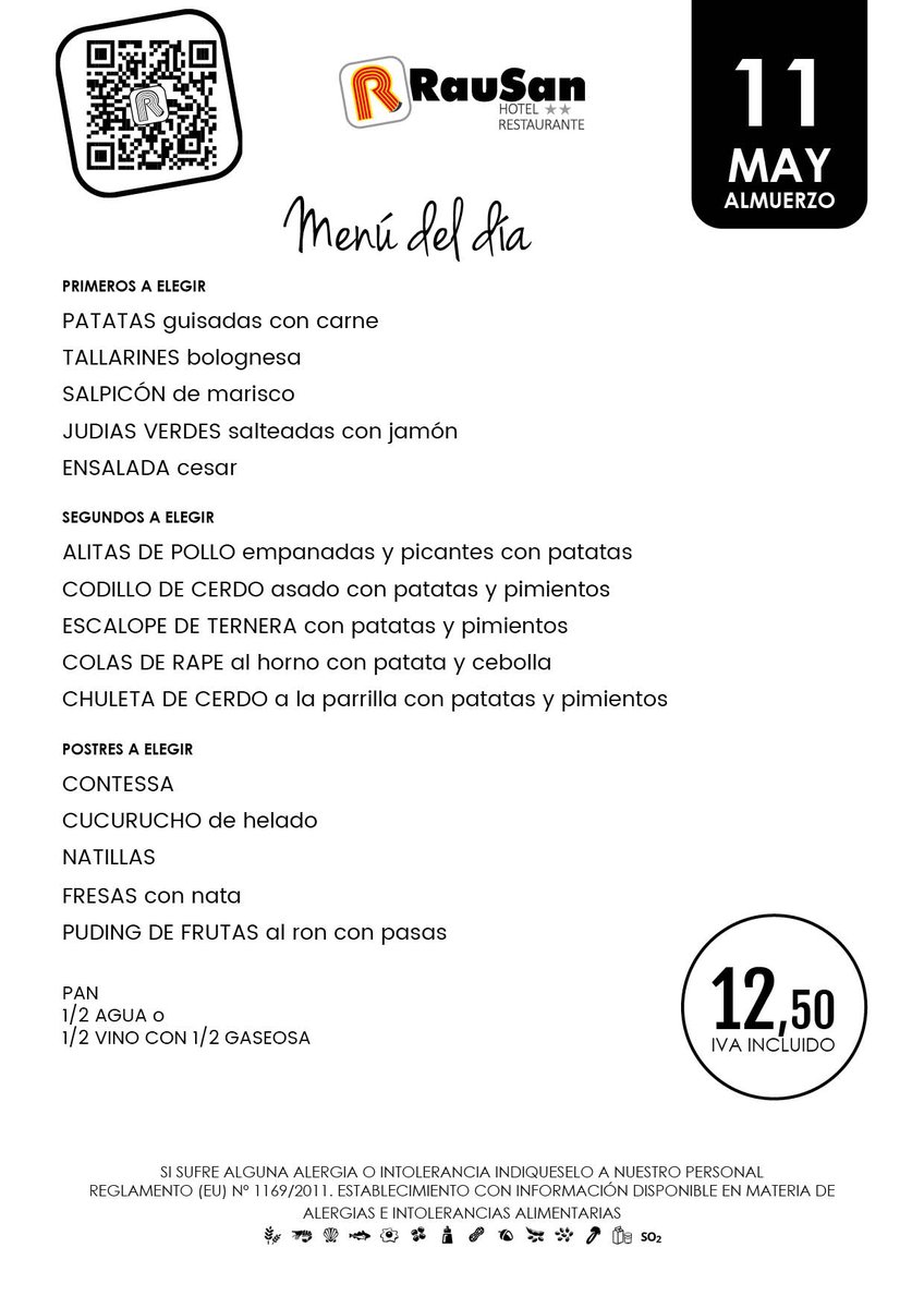 HotelRausan's tweet photo. Menú para hoy 11/05/22
#FelizMiercoles #MenúDelDía #HotelRausan #Rausan #Alfajarin #Restaurante #Zaragoza #RestaurantesZaragoza #HoraDeComer #UnAltoEnElCamino #BuenViaje https://t.co/1xUGRFmspU