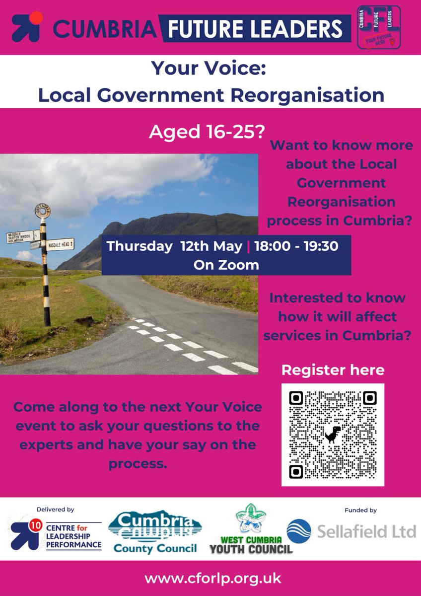 Are you interested in how the recent local government reorganization will impact Cumbria?

Why not sign up to this Cumbria Future Leaders Event this Thursday? Where you'll get the chance to ask experts questions and have your say on the future of Cumbria!