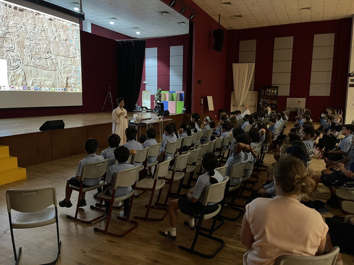 BISRYearFour's tweet photo. #BISRYear4 enjoying an amazing talk from our guest author Hala bint Khalid, learning about her life and why she decided to become an author, illustrator and publisher! 📚 🖊 https://t.co/Ly8dBOFM2y