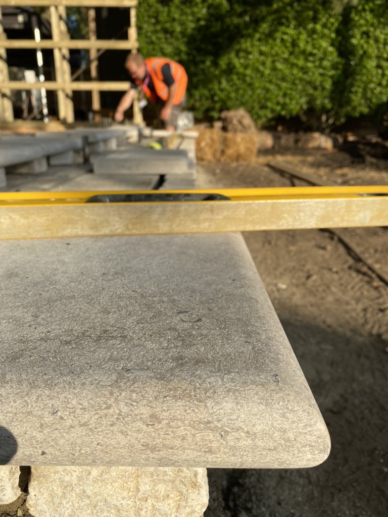 Purbeck stone, a beautiful material local to the @RNLI HQ was laid down 100million years ago under placid seas - the perfect material expression for inclusion as path under the loggia in the Chelsea garden #RNLIatChelsea #RHSChelsea #ProjectGivingBack