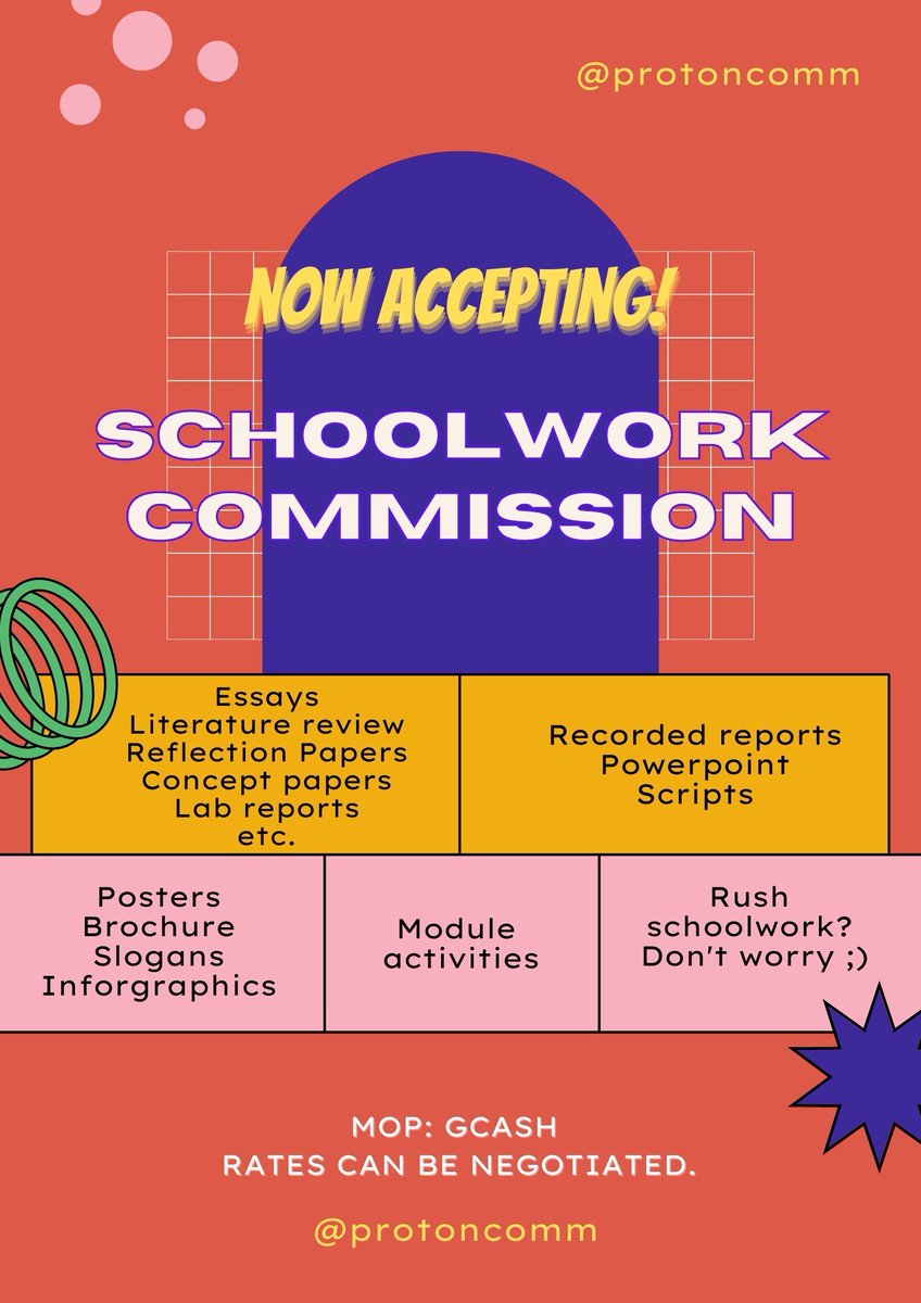 protoncomm's tweet image. NOW ACCEPTING ACADEMIC TASKS!! Avail and dm me hihi
#acadscomm
#lfclient